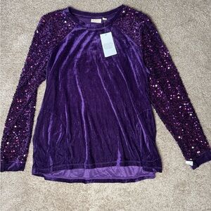 Lipsy Deep Purple Sequin Sleeve Sweatshirt